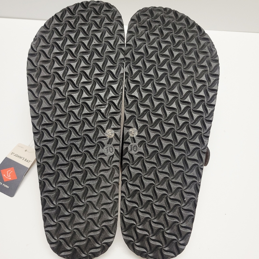 ST John's Bay Sandals Men's  Brown Footbed Slip on Flat Color brown Size 10 NWT - Picture 6 of 8